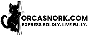 An Orca Snork logo featuring a black silhouette of our very own Orca Snork cat, which hangs from its front paws. The graphic features fierce scratch marks visible coming from the right front paw. To the right of the cat is the brand's name 