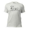 Front view of the Orca Snork "Kiss My Butt" Funny Dog Women's Graphic T-Shirt in ash, displayed flat.