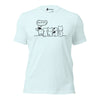 Front view of the Orca Snork "Kiss My Butt" Funny Dog Women's Graphic T-Shirt in heather ice blue, displayed flat.
