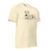 Right front view of the Orca Snork "Kiss My Butt" Funny Dog Women's Graphic T-Shirt in natural, displayed flat.