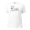Front view of the Orca Snork "Kiss My Butt" Funny Dog Women's Graphic T-Shirt in white, displayed flat.