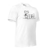 Right front view of the Orca Snork "Kiss My Butt" Funny Dog Women's Graphic T-Shirt in white, displayed flat.