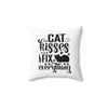 14" × 14" | Cat Kisses Fix Everything Polyester Square Pillows | Orca Snork