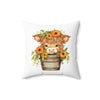 16" × 16" | Cute Highland Cow Polyester Square Pillow | Orca Snork