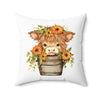 20" × 20" | Cute Highland Cow Polyester Square Pillow | Orca Snork