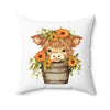 18" × 18" | Cute Highland Cow Polyester Square Pillow | Orca Snork