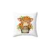 18" × 18" | Cute Highland Cow Polyester Square Pillow | Orca Snork