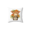 14" × 14" | Cute Highland Cow Polyester Square Pillow | Orca Snork