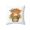 18" × 18" | Cute Highland Cow Polyester Square Pillow | Orca Snork