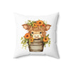 18" × 18" | Cute Highland Cow Polyester Square Pillow | Orca Snork