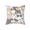 18" × 18" | Kawaii Cute Cats Polyester Square Pillow | Orca Snork