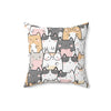 16" × 16" | Kawaii Cute Cats Polyester Square Pillow | Orca Snork
