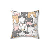 18" × 18" | Kawaii Cute Cats Polyester Square Pillow | Orca Snork