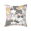 20" × 20" | Kawaii Cute Cats Polyester Square Pillow | Orca Snork