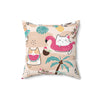 18" × 18" | Kawaii Cute Cats Summer Polyester Square Pillow | Orca Snork