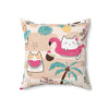 18" × 18" | Kawaii Cute Cats Summer Polyester Square Pillow | Orca Snork