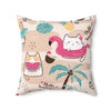 20" × 20" | Kawaii Cute Cats Summer Polyester Square Pillow | Orca Snork