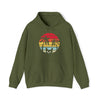 Military Green | Retro Cat Palm Trees Unisex Hooded Sweatshirt | Orca Snork